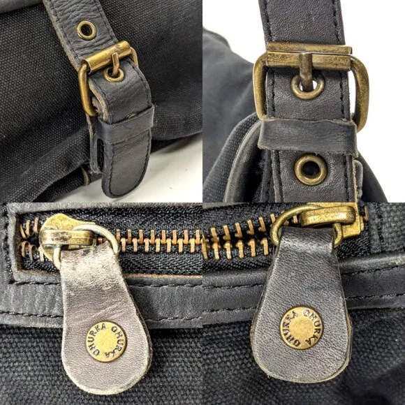 GHURKA Black Denim and Leather Rugged Messenger Crossbody - Picture 12 of 16